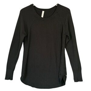 LULULEMON Hello Aloe Pullover Sweater Black Long Sleeve Thumbs‎ Womens Size 10